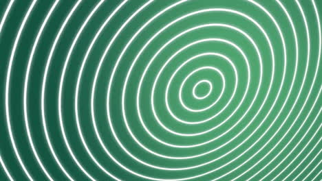 Animating green concentric circles with glowing white lines on black background