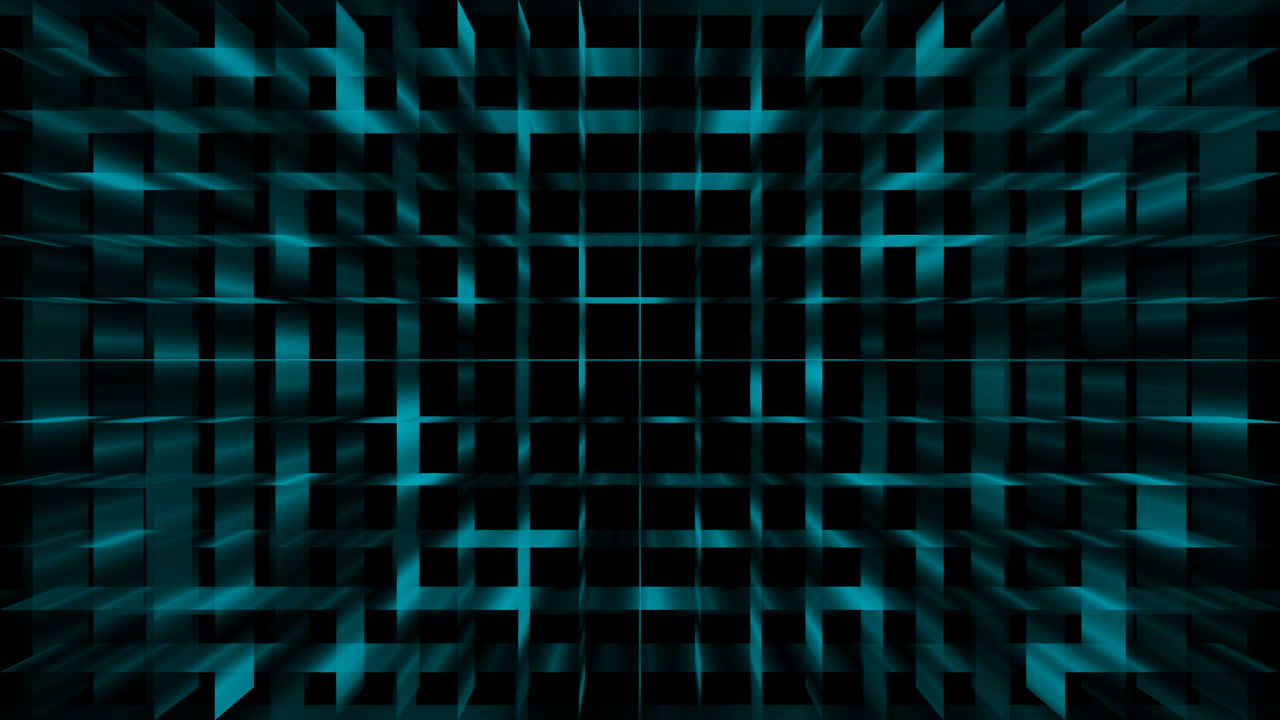 Blue metallic 3D tubes, sci-fi grid symmetry pattern background