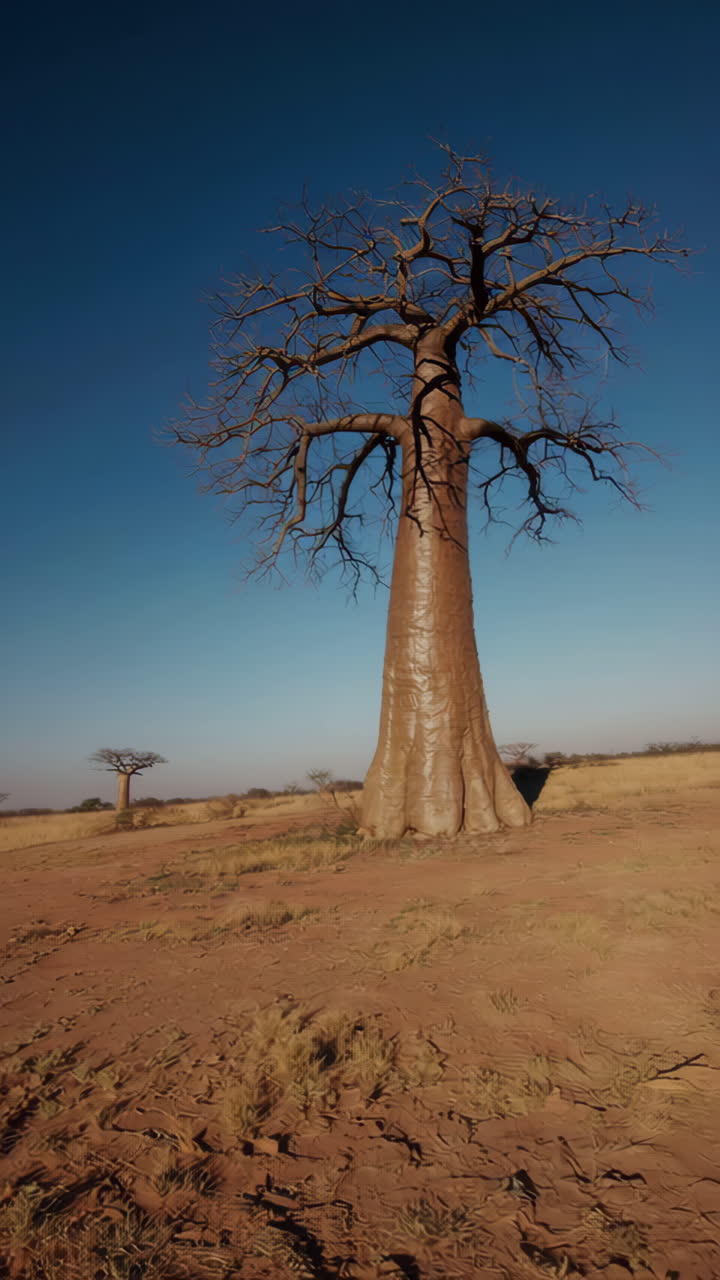 Baobab Tree and Shadow in the African Savanna