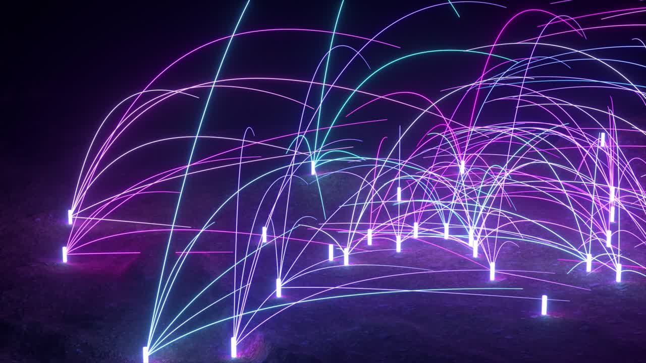 Neon Glowing Plants Abstract Art