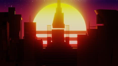 Retro-Futurim-Konzept-Für-Sonnenaufgang-Und-Sonnenuntergang