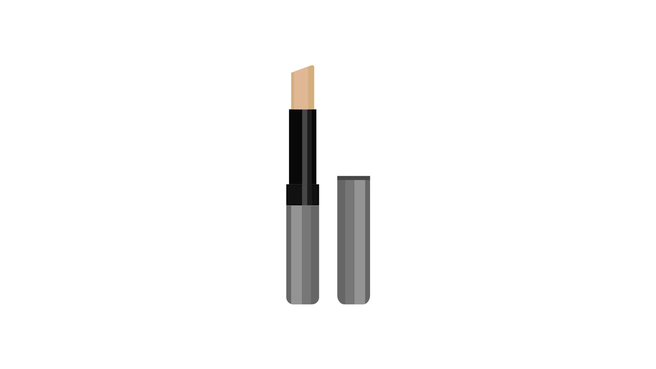 Stick correttore animato con tappo che si chiude su sfondo bianco