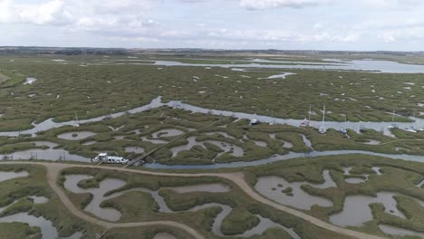 left pan of marshes in tollesbury marina, essex