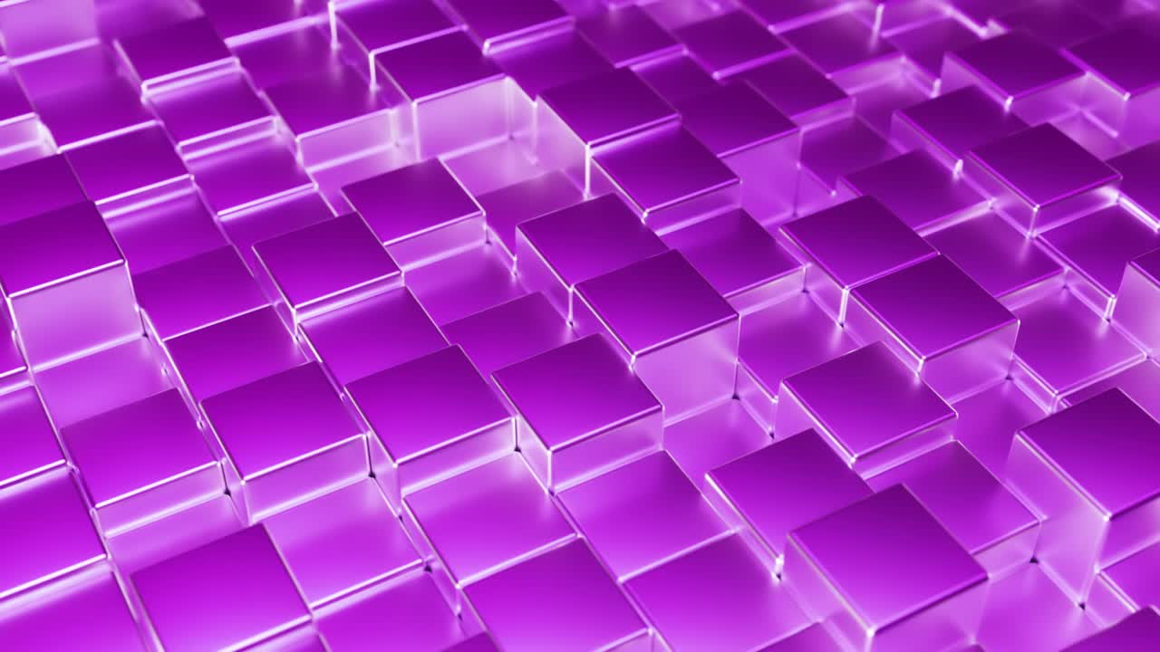 fondo metálico rosa abstracto de cubos. pared de un cubo metálico. bucle sin costuras 3d