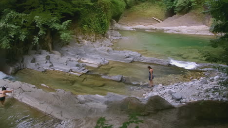 river scene with people