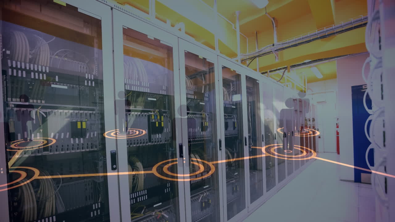 animación de la red de conexiones a través de servidores informáticos