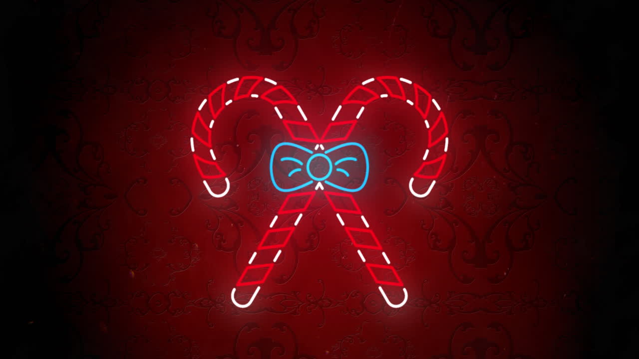 анимация конфетных тростников на рождество на красном фоне