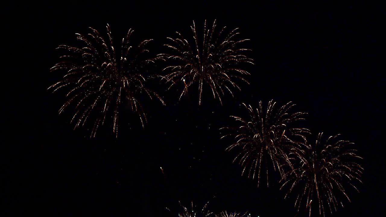Beautiful colourful fire work display at night for celebration in festival