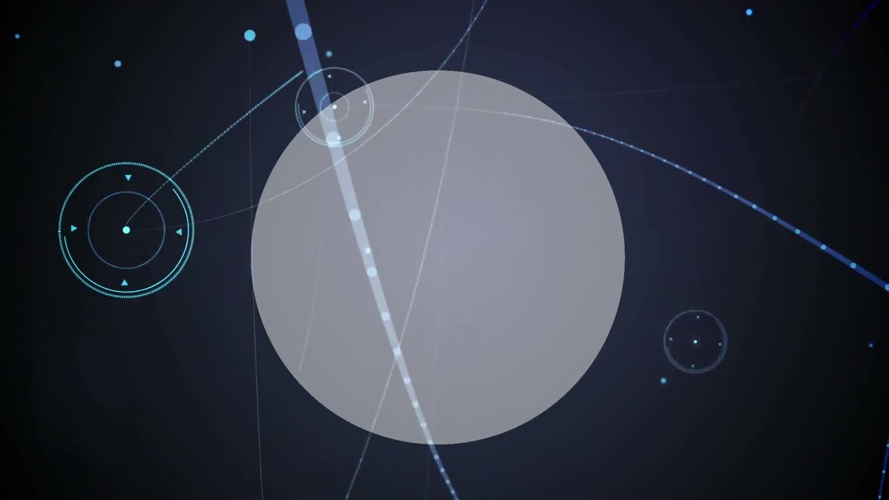 animación digital de la red de conexiones sobre una pancarta redonda con espacio de copia sobre fondo azul