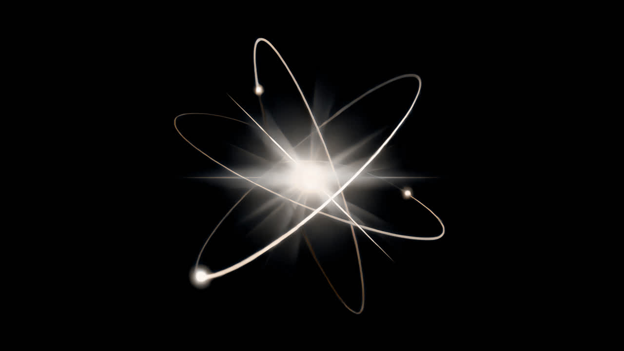 Atomic light effect animation isolated asset, transparent 4K video, alpha channel, ProRes 4444