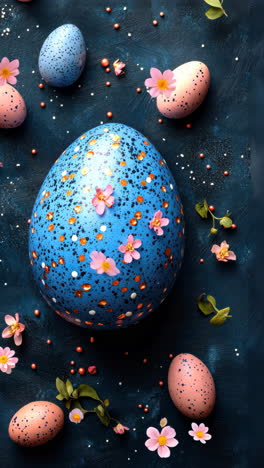 colorful easter eggs decorated with flowers on a dark background