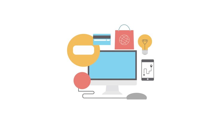 Animated Icons Representing Online Business and Digital Services