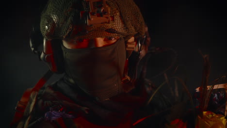 military operative in the dark