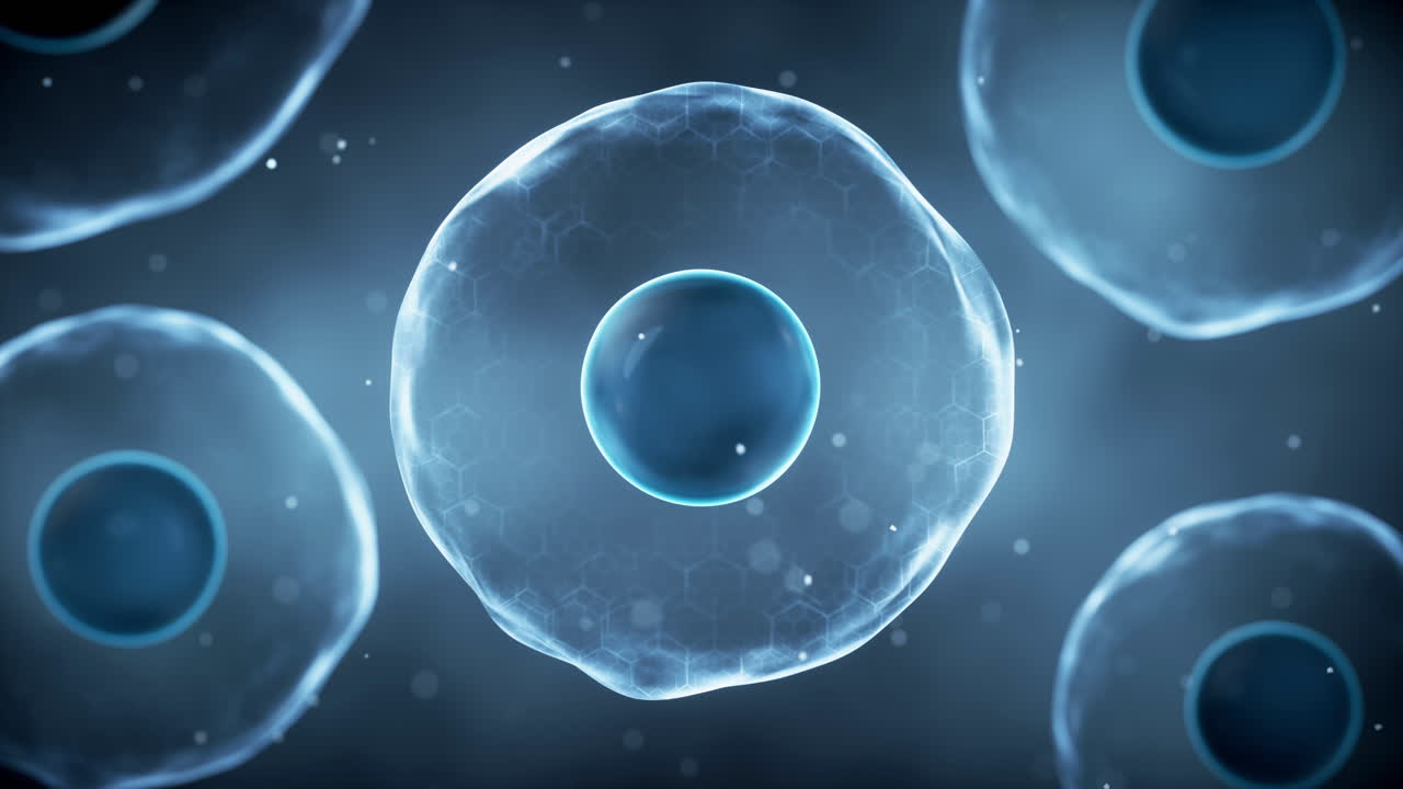 Biological cell with thin film, 3d rendering.