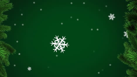 animación de la nieve cayendo sobre un fondo verde