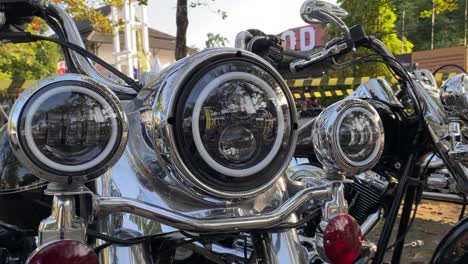 close up, classic or vintage motorcycle headlight