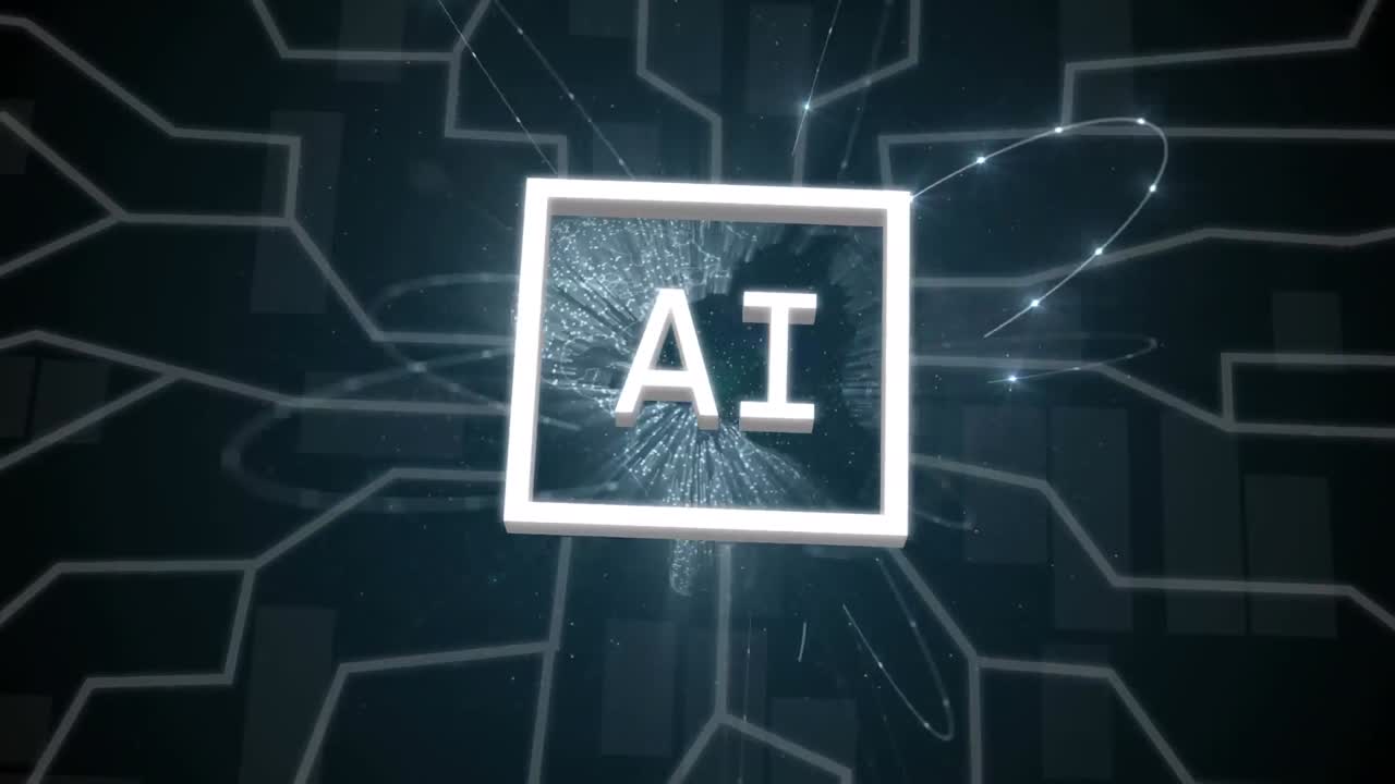 animación de texto de procesamiento de datos sobre cuadrícula y fondo oscuro