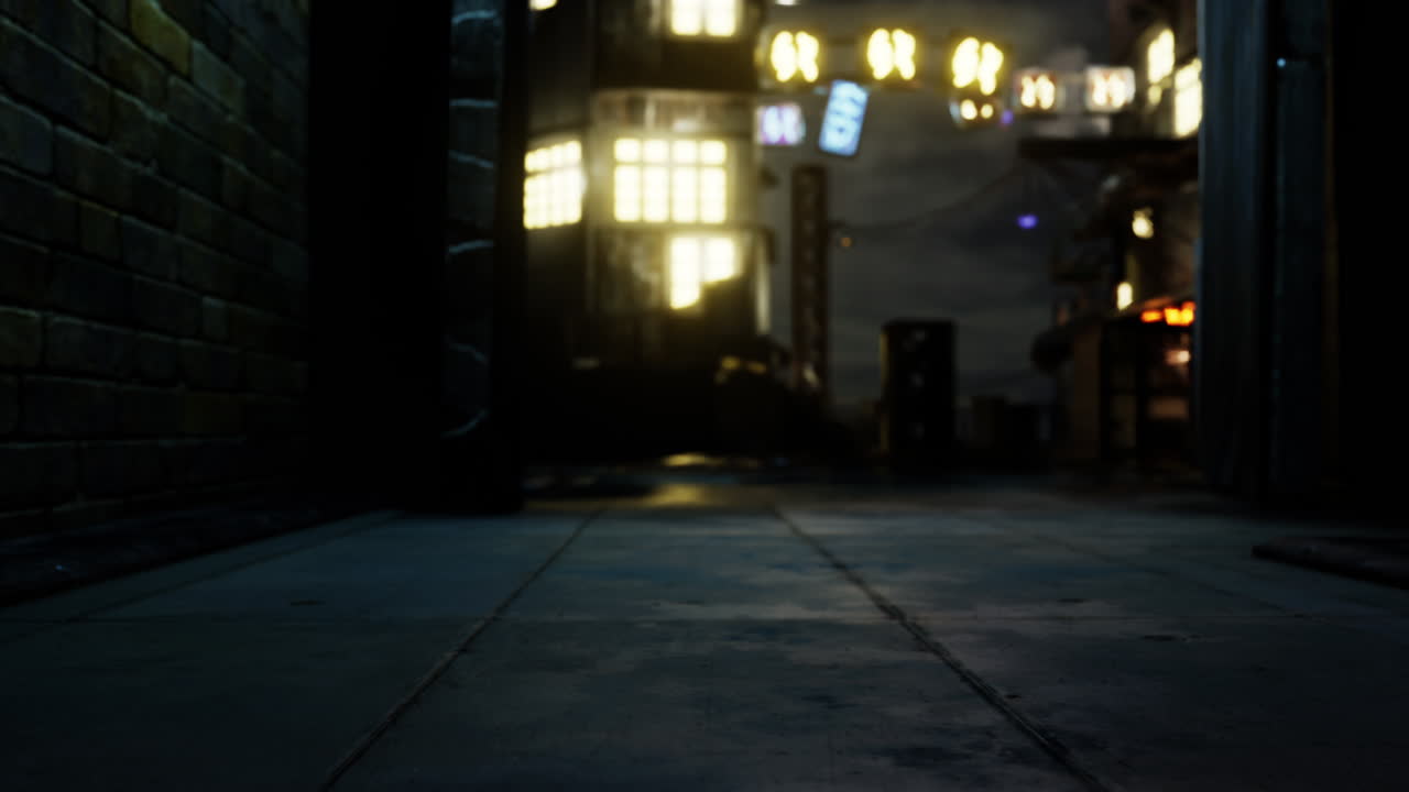 туманная промышленная городская улица городской ночной пейзаж