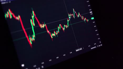 cryptocurrency charts displayed on a laptop screen, tracking price fluctuations