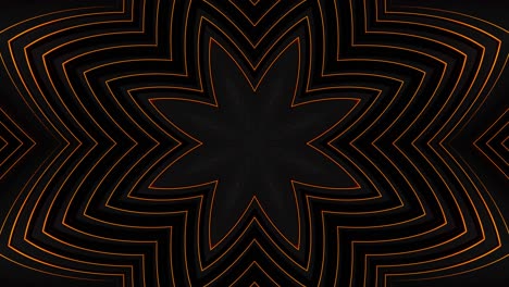 black and orange flower with black background and black background. kaleidoscope vj loop
