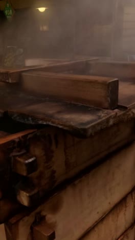 olas de humo de la cocina de arroz de sushi al aire libre