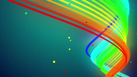 las líneas de brillo de color arco iris vuelan en el aire, oscilando suavemente y ondulando. el fondo creativo en bucle abstracto 3d como cinta de brillo flota en líquido con partículas. luma mate como canal alfa.