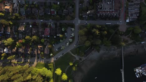 Streets-of-deep-cove-village-at-sunset,-Canada