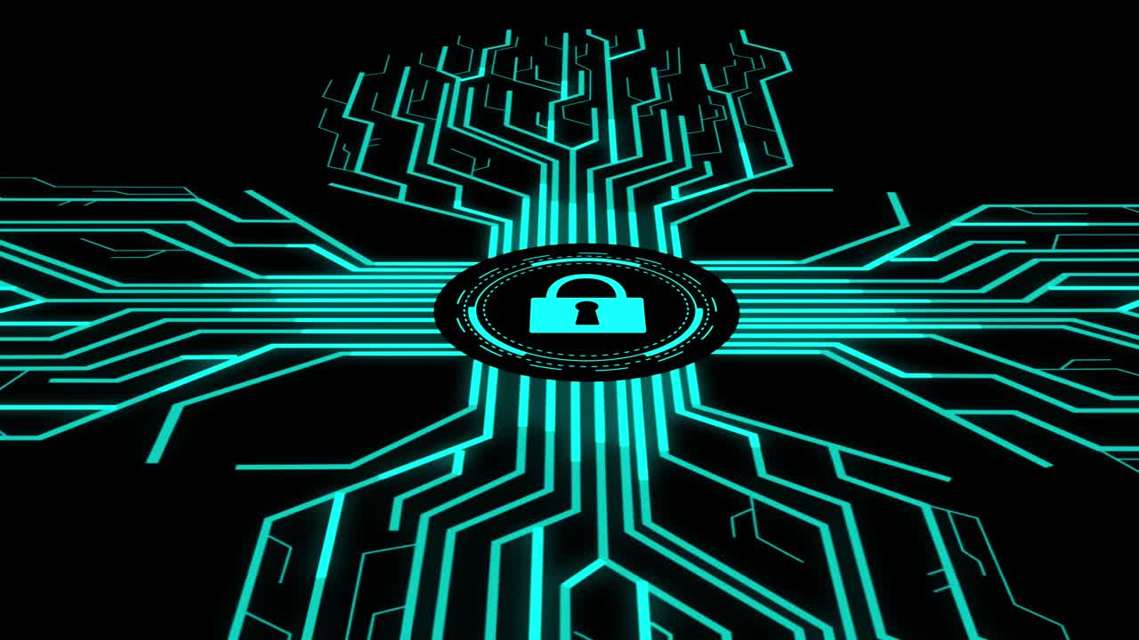 Digital Lock Key With Futuristic Artificial Intelligence Spreading Through Internet. Visualization Of Machine Learning, Computer Technology, Neural Network