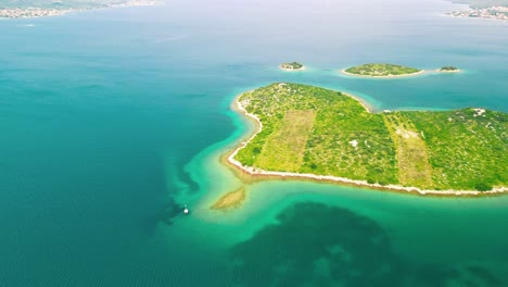 croatia heart island - aerial wide view of vibrant blue waters