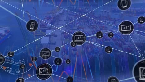 Animation-of-network-of-connections-over-harbor