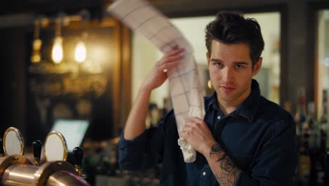 portrait of caucasian bartender at work.