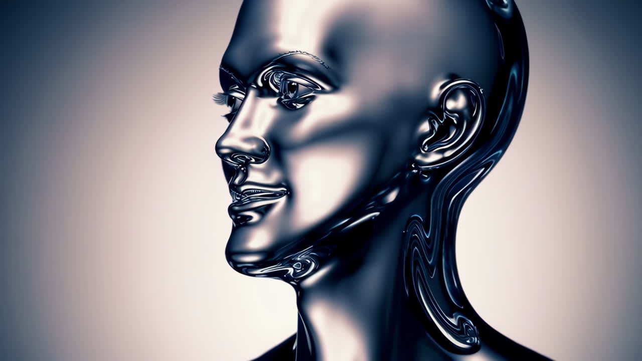 perfil de cabeza de mujer metálica