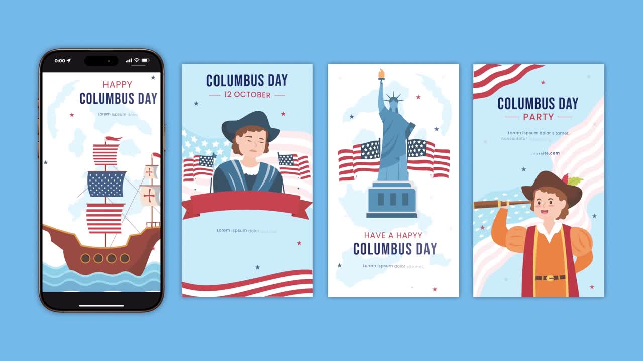 Columbus Day Celebration Animated Instagram Stories