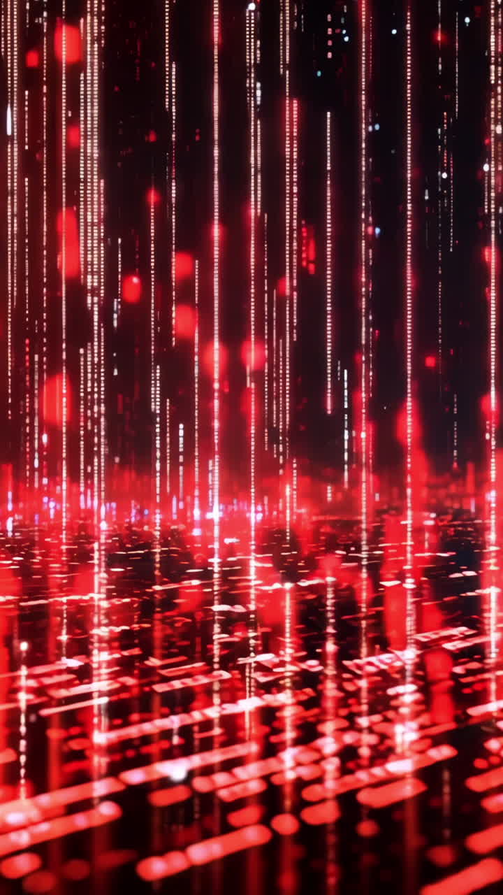 A red background with a lot of red and blue lights. The lights are in a pattern and are scattered throughout the background