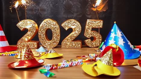 happy new year 2025: a table setting for a festive celebration