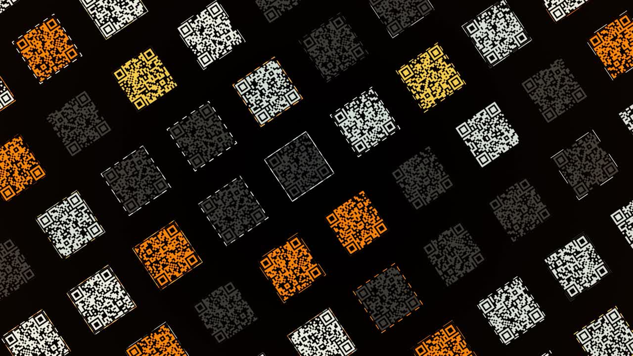 patrón de código qr en fondo negro