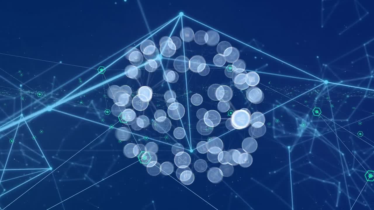 디지털 아이콘으로 연결 네트워크의 애니메이션