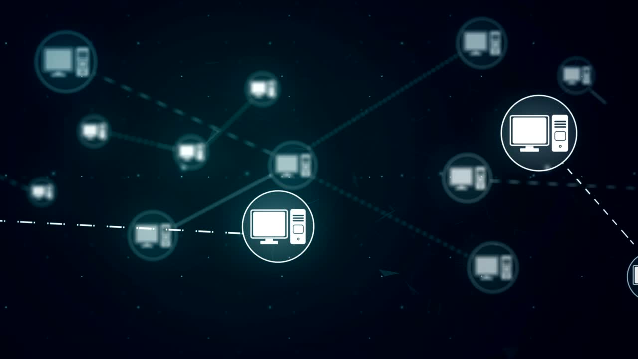 icono de red de escritorio enlace conexión tecnología de bucle animación 4k