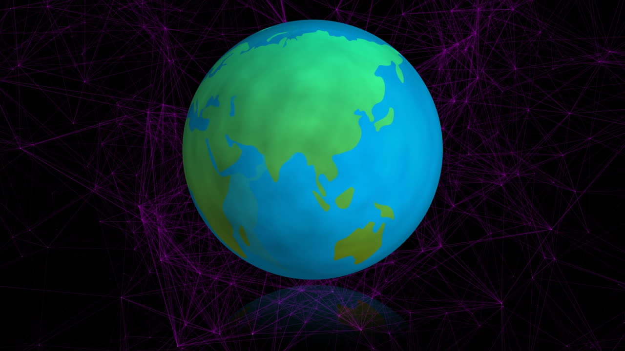 animación de la red de conexiones con el globo sobre fondo negro