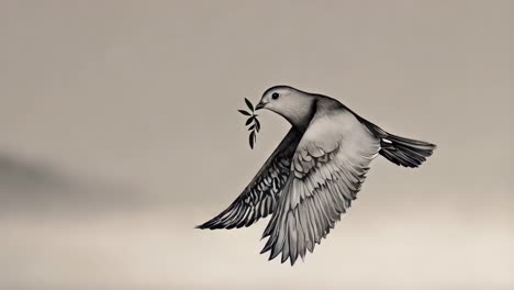 bird in flight carrying an olive branch