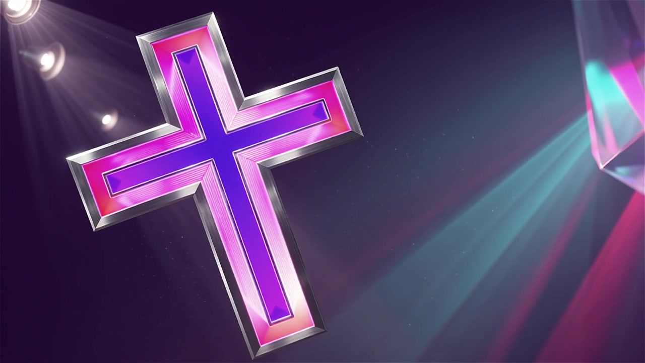 Croce Cristiana Luce Celestiale Sfondo per il Culto.
