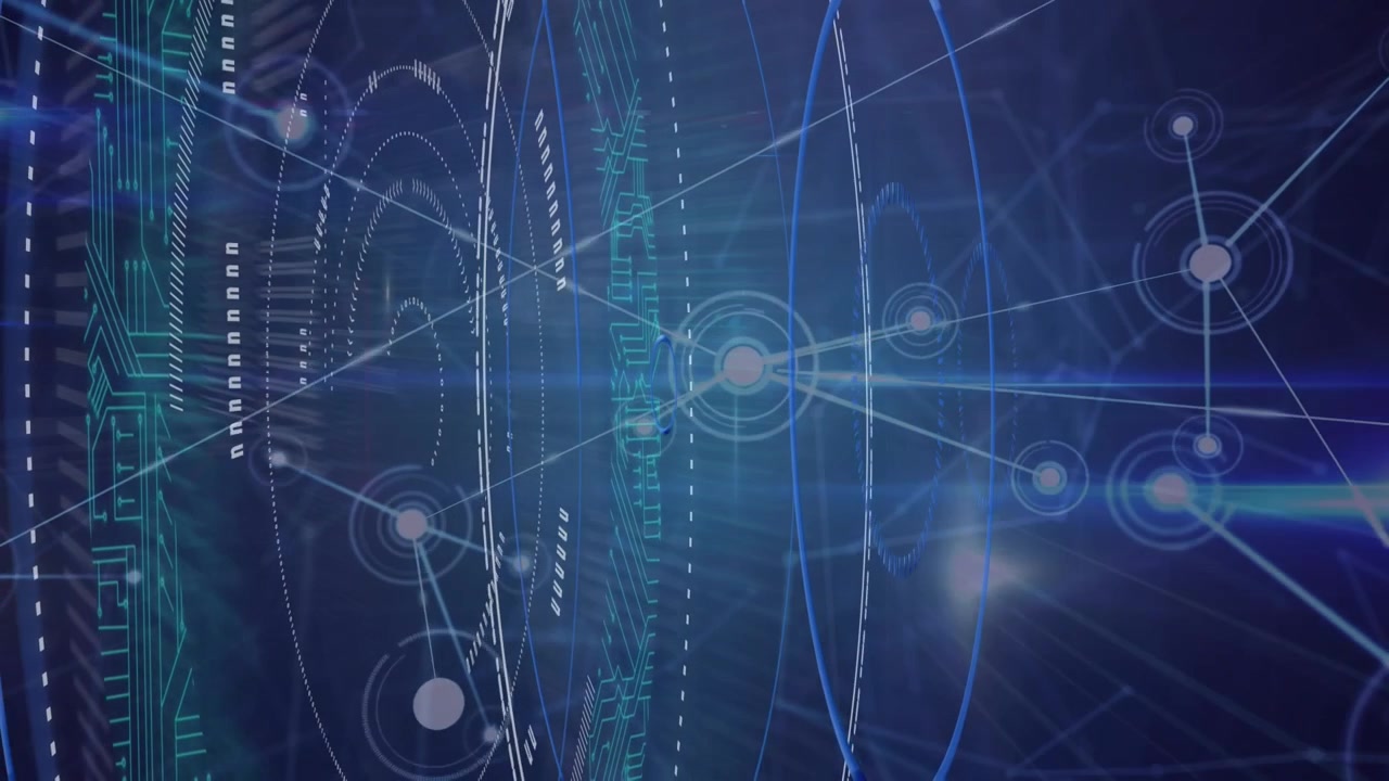 Animated Digital Network Connections with Circuit Board Elements