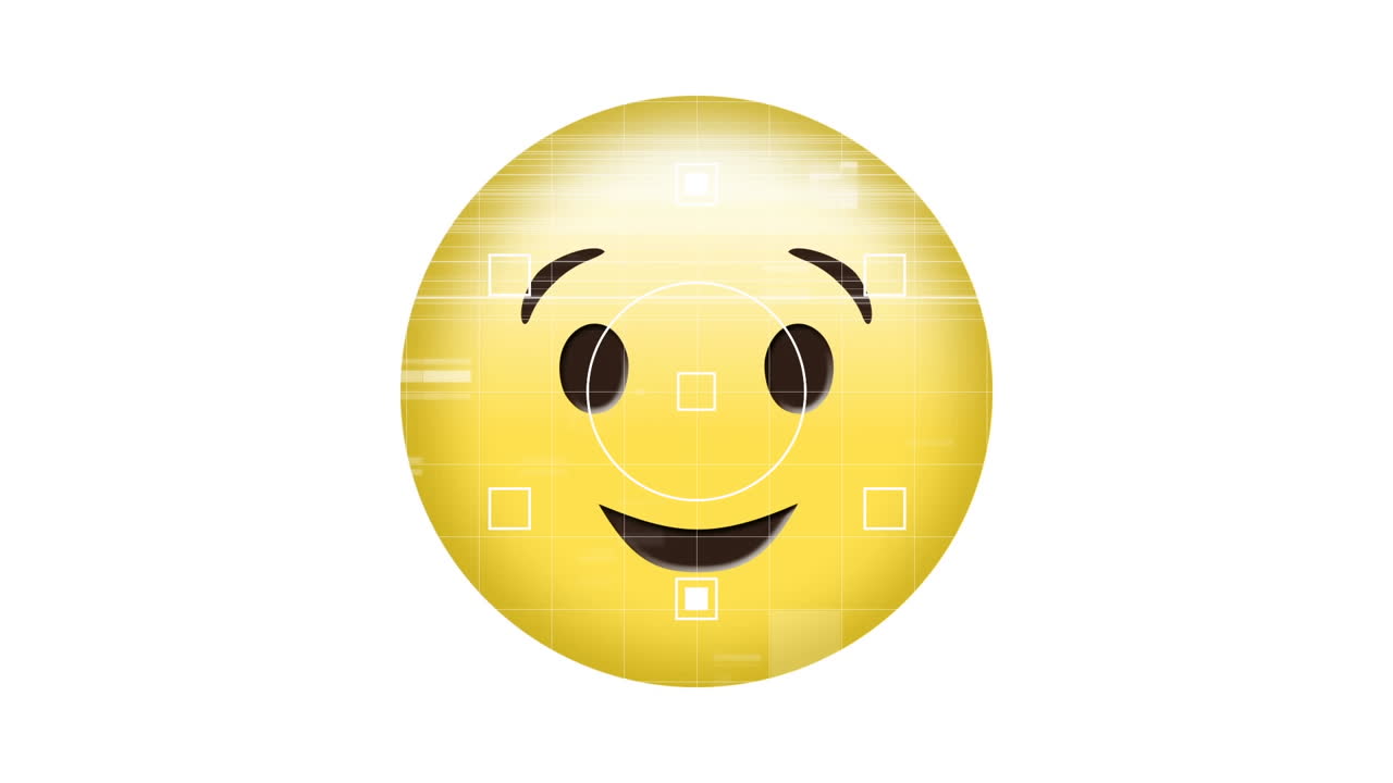 디지털 인터페이스를 통해 미소 이모지 아이콘의 애니메이션