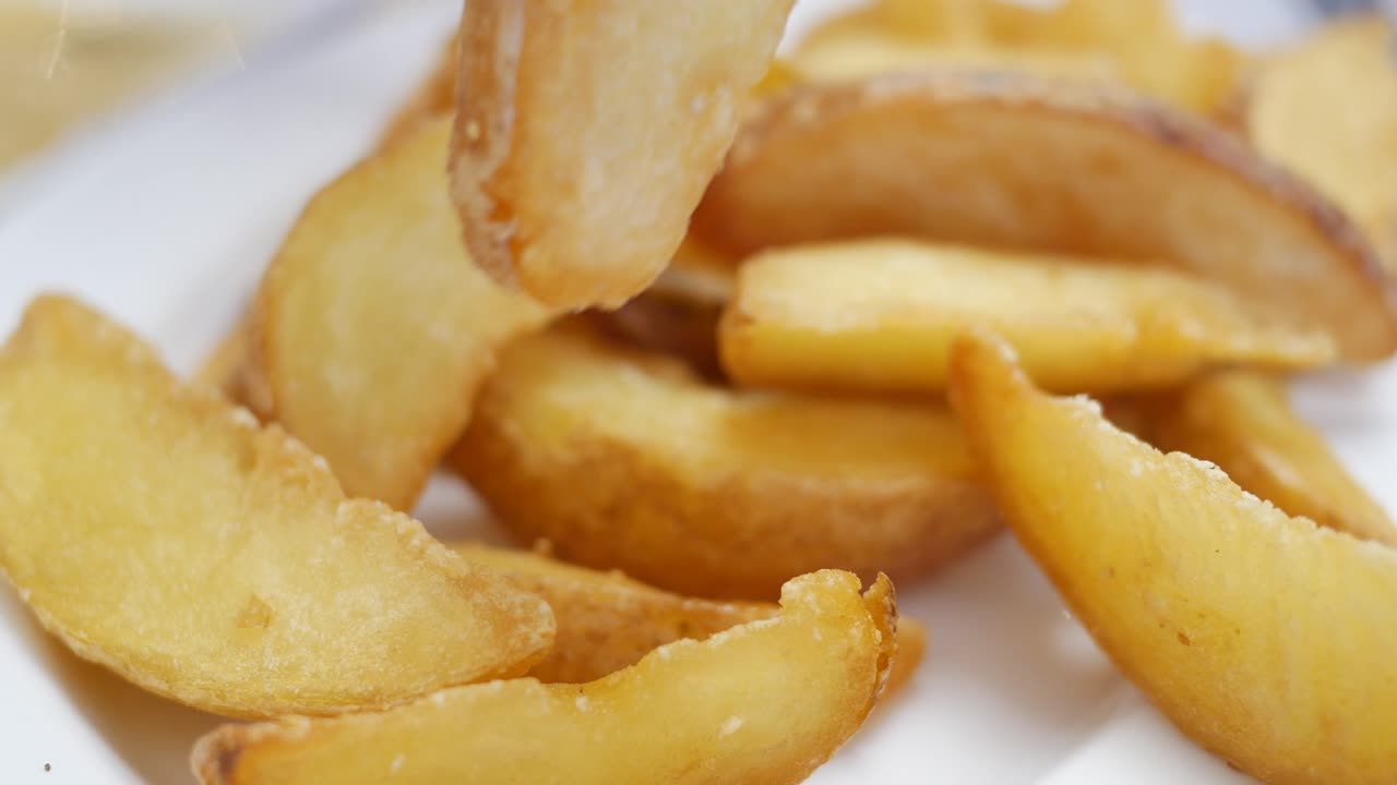 Close Up of Crispy Potato Wedges