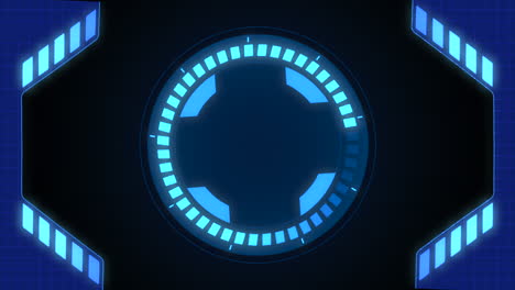 the futuristic blue computer interface with glowing lines