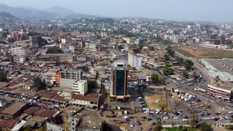 city landscape of yaounde, cameroon - aerial drone panoramic view