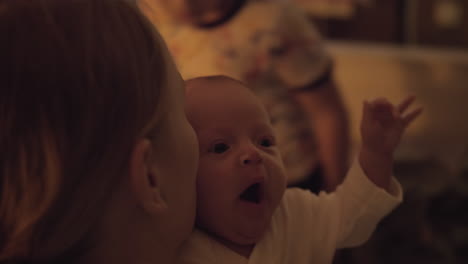 mother spending evening with children at home