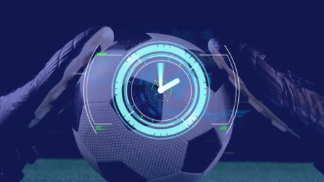 animação de varredura de escopo sobre dois sapatos de futebol tocando futebol