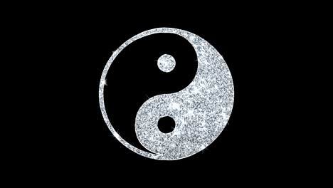 yin yang symbol of harmony icon shining glitter loop blinking particles .