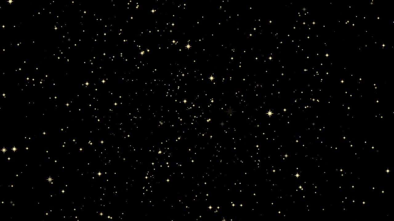 Stars shine effect on black screen background animation. Twinkle festive or holiday decoration. Christmas golden star glow 4k animation. Chroma key seamless loop.